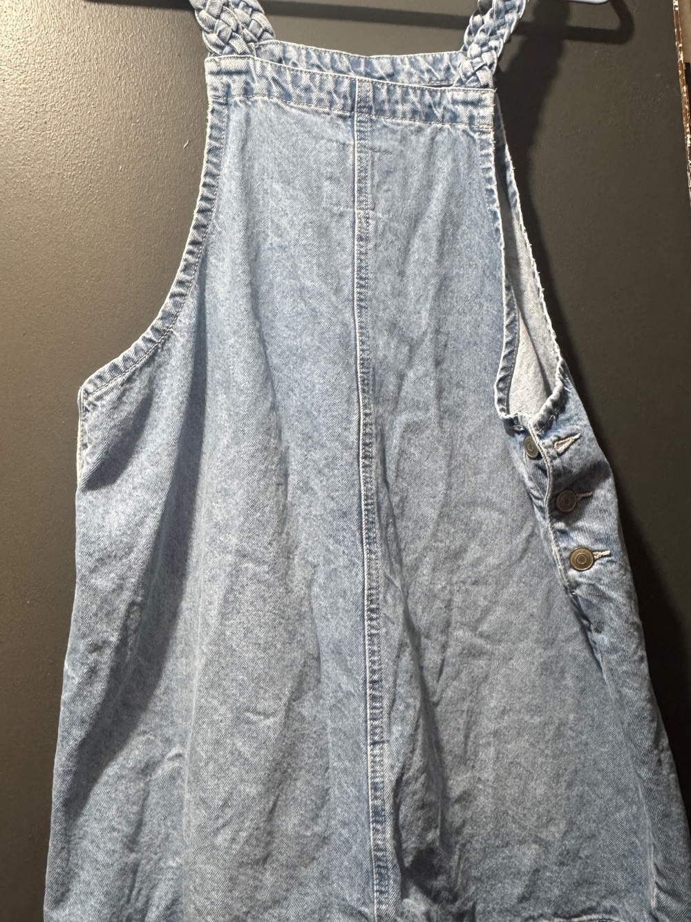 Light Blue Denim Mini Dress with Braided Straps